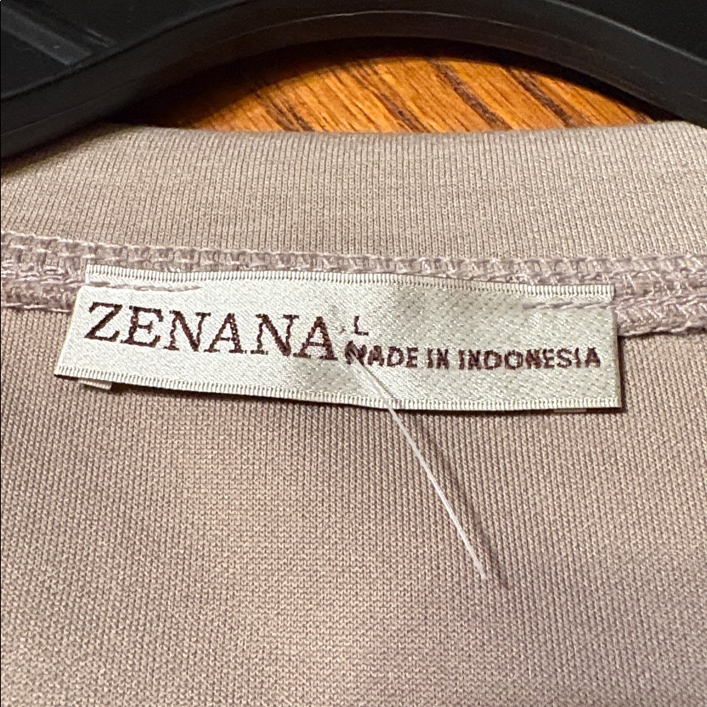 New Zenana Scuba Crewneck Sweatshirt Pants Set beige cocoa taupe large lounge - Picture 7 of 7